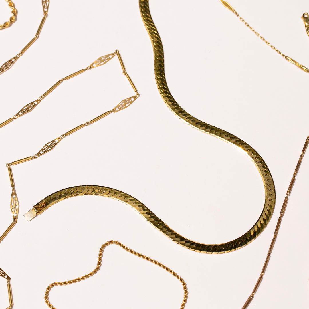 Herringbone 14k Gold Chain Necklace