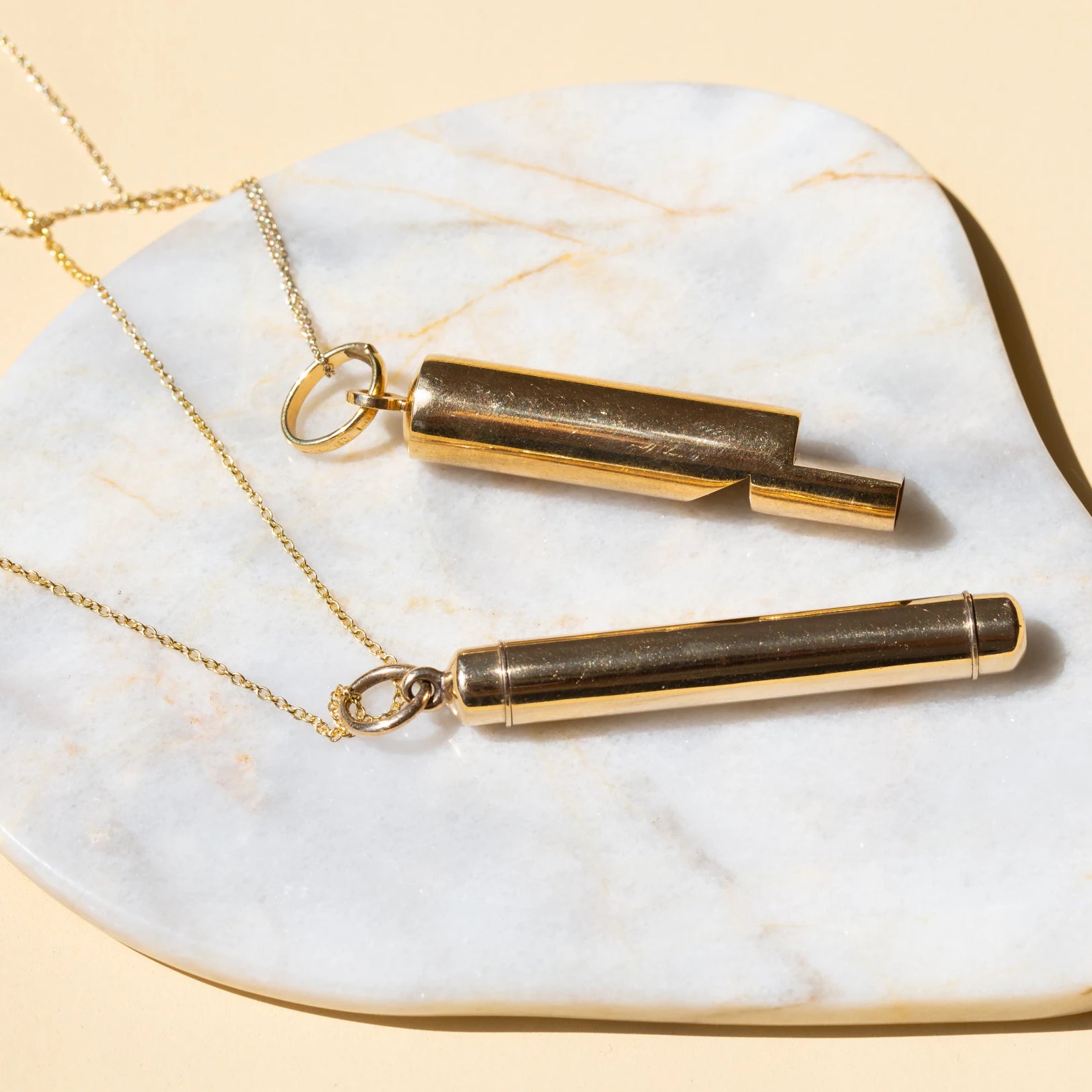 Italian Large Whistle 14k Gold Pendant