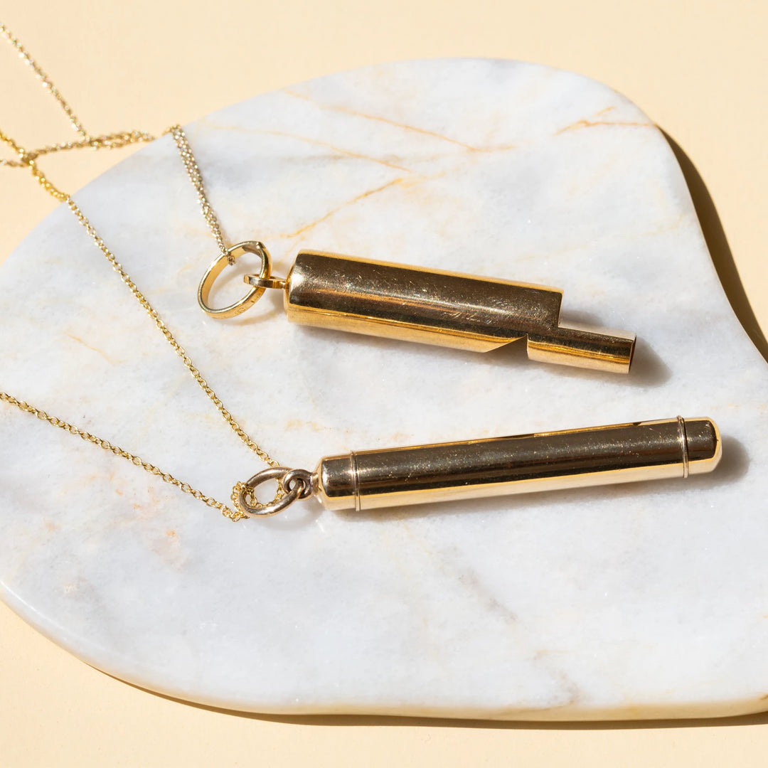 Italian Large Whistle 14k Gold Pendant