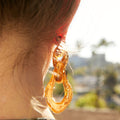 Large Textured 14K Gold Door Knocker Drop Earrings