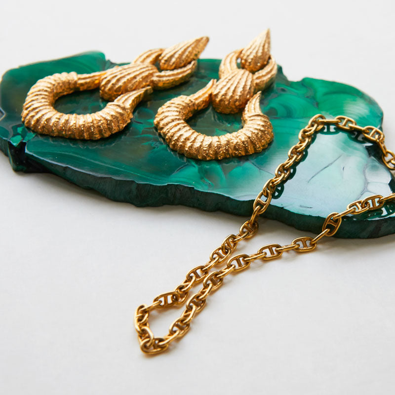 Large Textured 14K Gold Door Knocker Drop Earrings