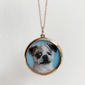 The F&B Custom Hand-Painted Pet Portrait Necklace With Rose Cut Sapphires