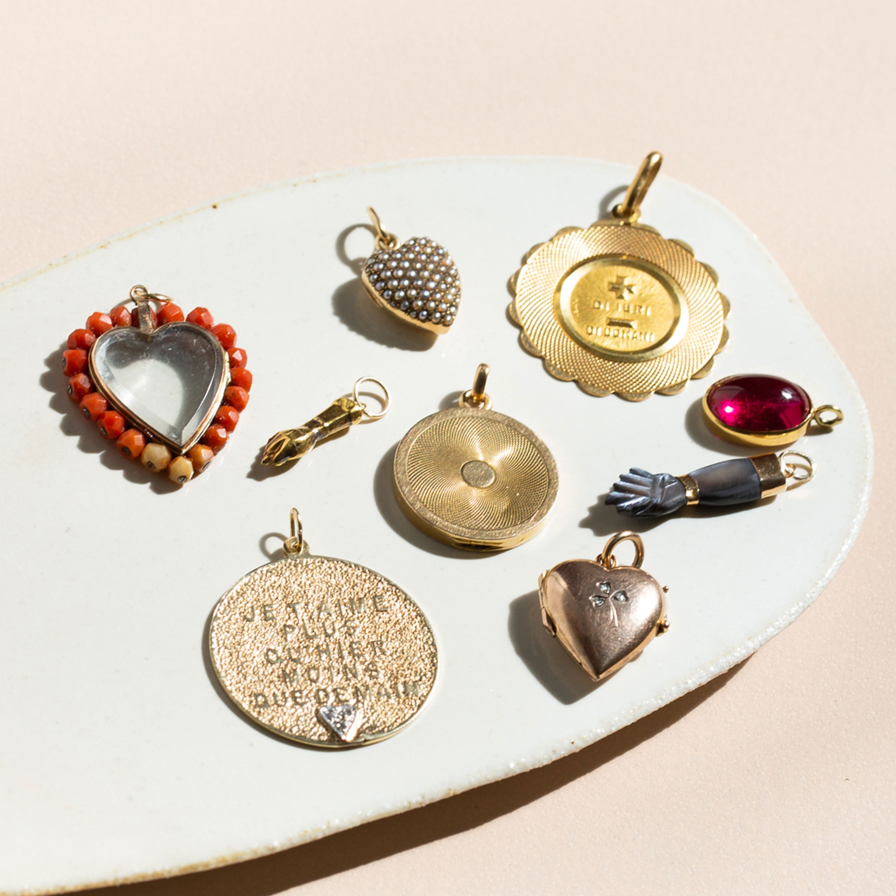 Qu'Hier Que Demain 14k Gold And Diamond Charm By Merrin