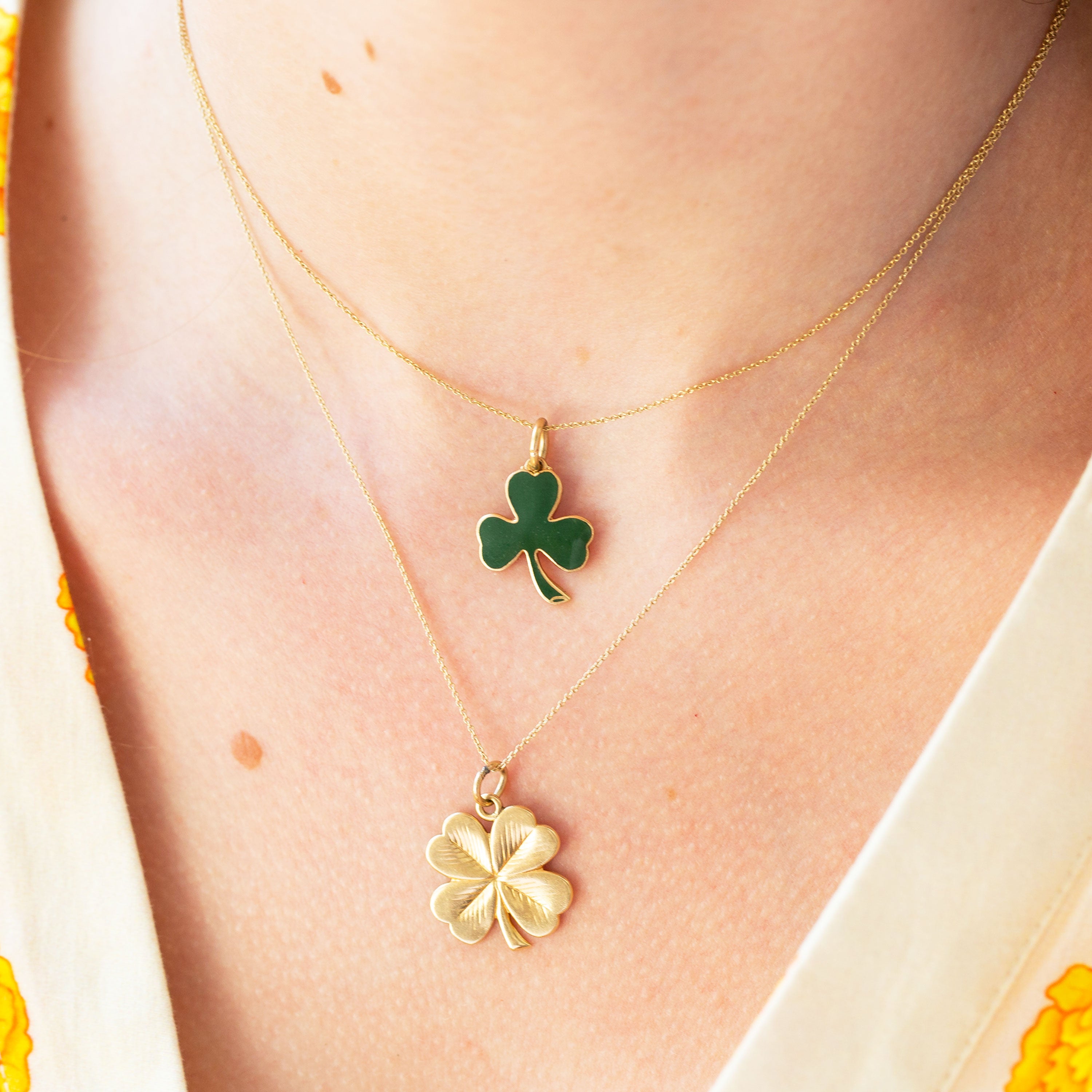 Four-Leaf Clover Shamrock 14k Gold Charm