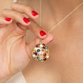 Multi-color Glass Stone and 14K Gold Pendant
