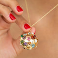 Multi-color Glass Stone and 14K Gold Pendant