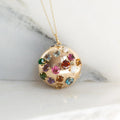Multi-color Glass Stone and 14K Gold Pendant