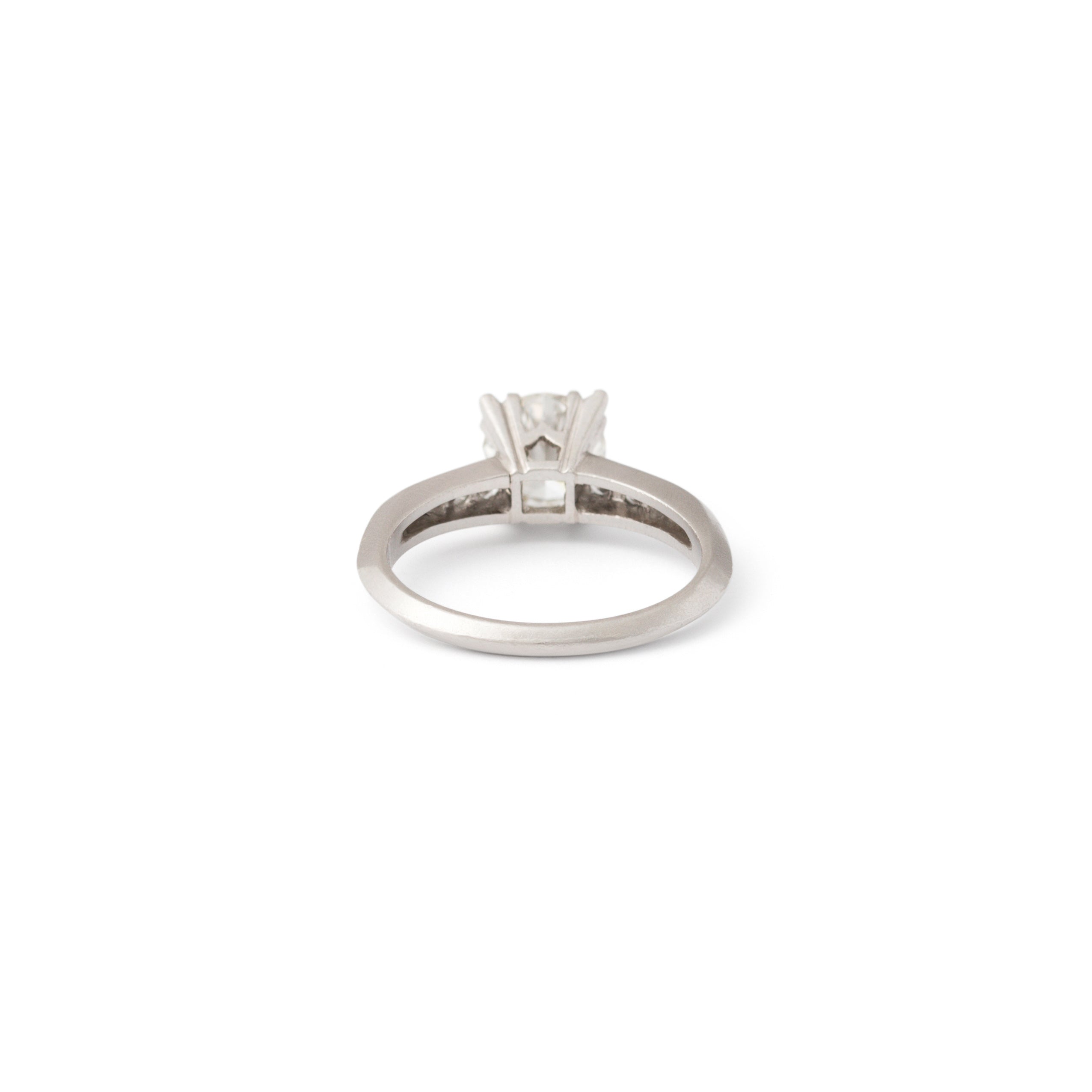 1950s Round Brilliant Diamond And Platinum Engagement Ring