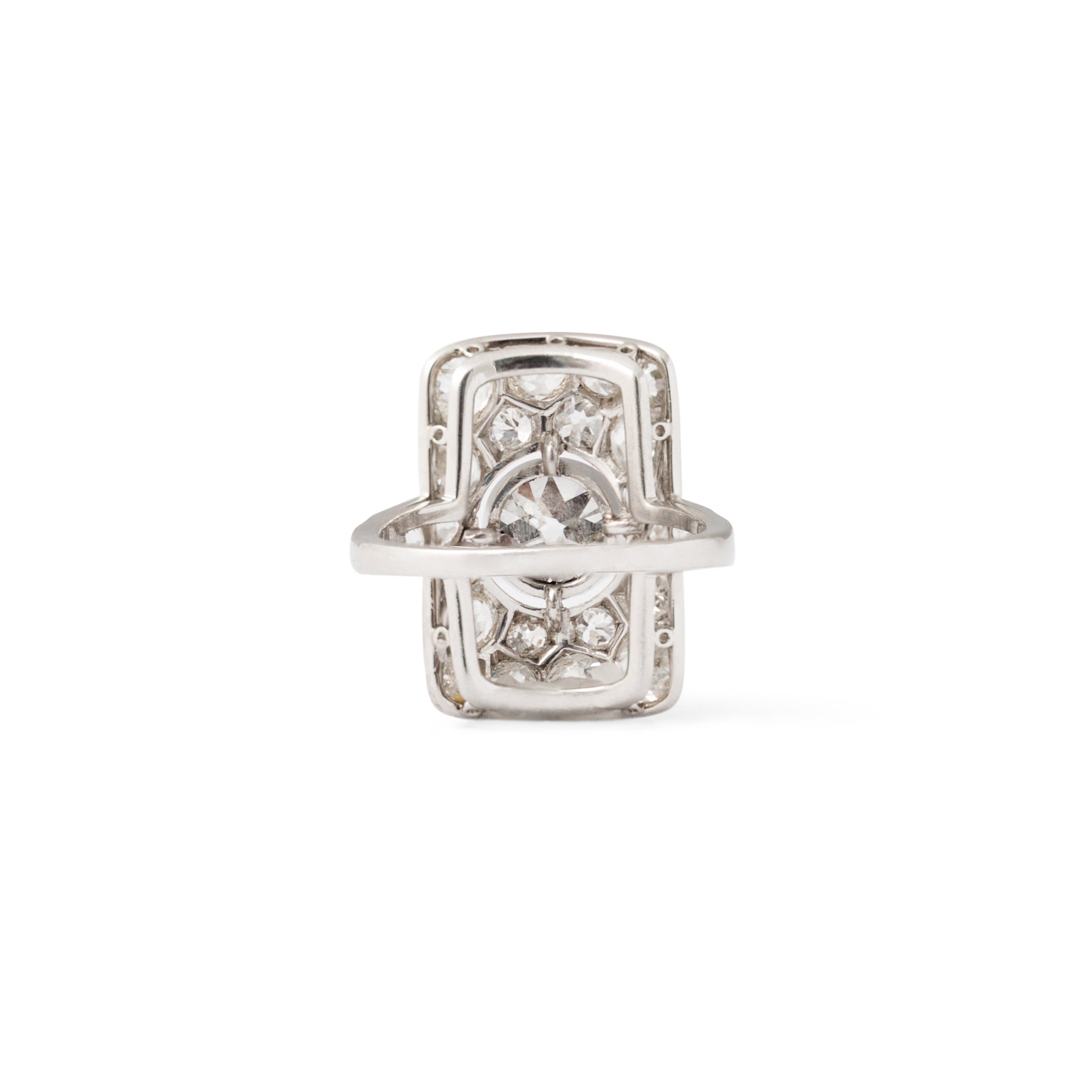 Art Deco Old European Cut Diamond and Platinum Rectangular Ring