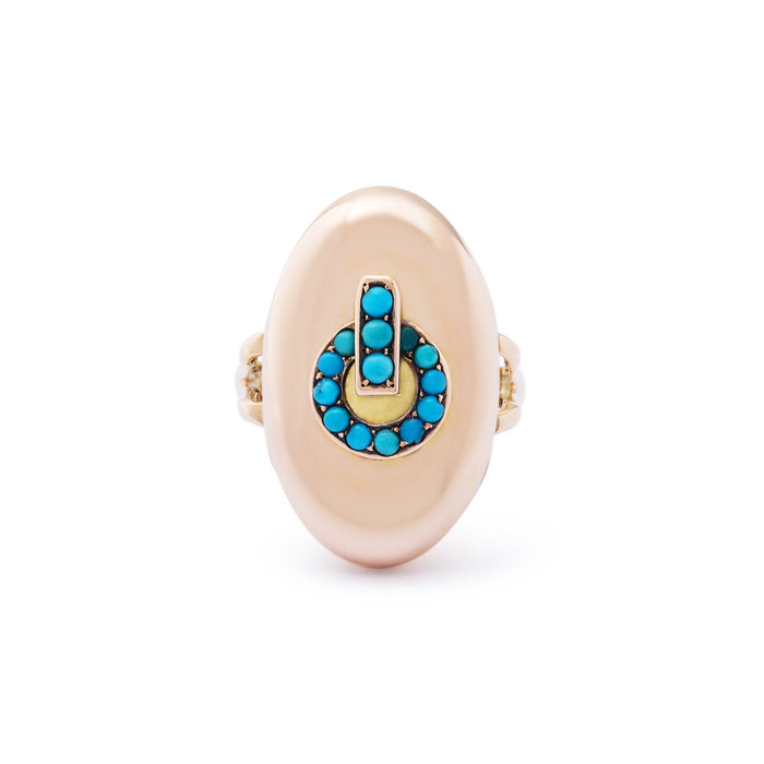 Victorian Turquoise and 14k Gold Locket Ring