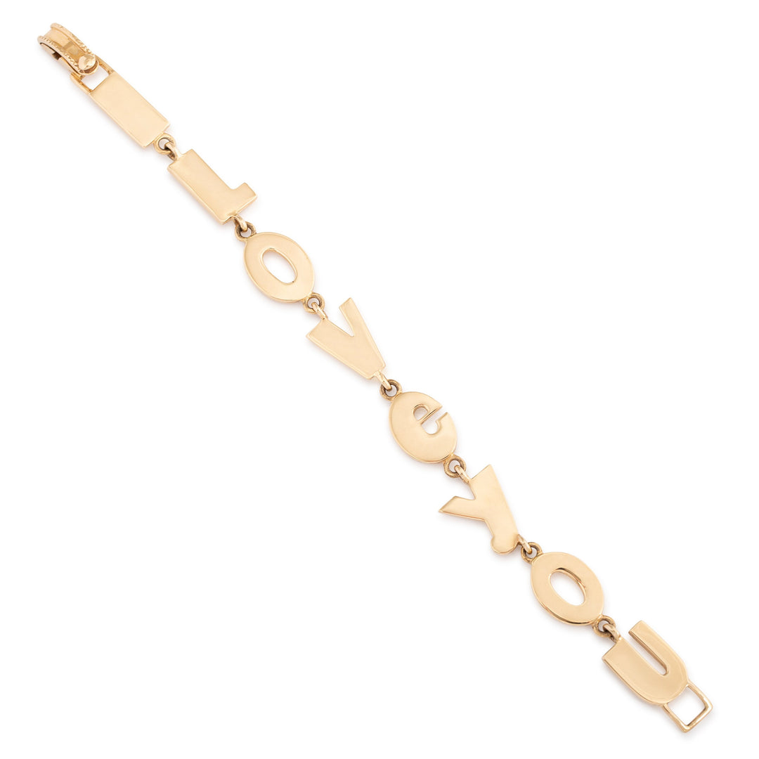 "I LOVE YOU" 14k Gold Link Bracelet