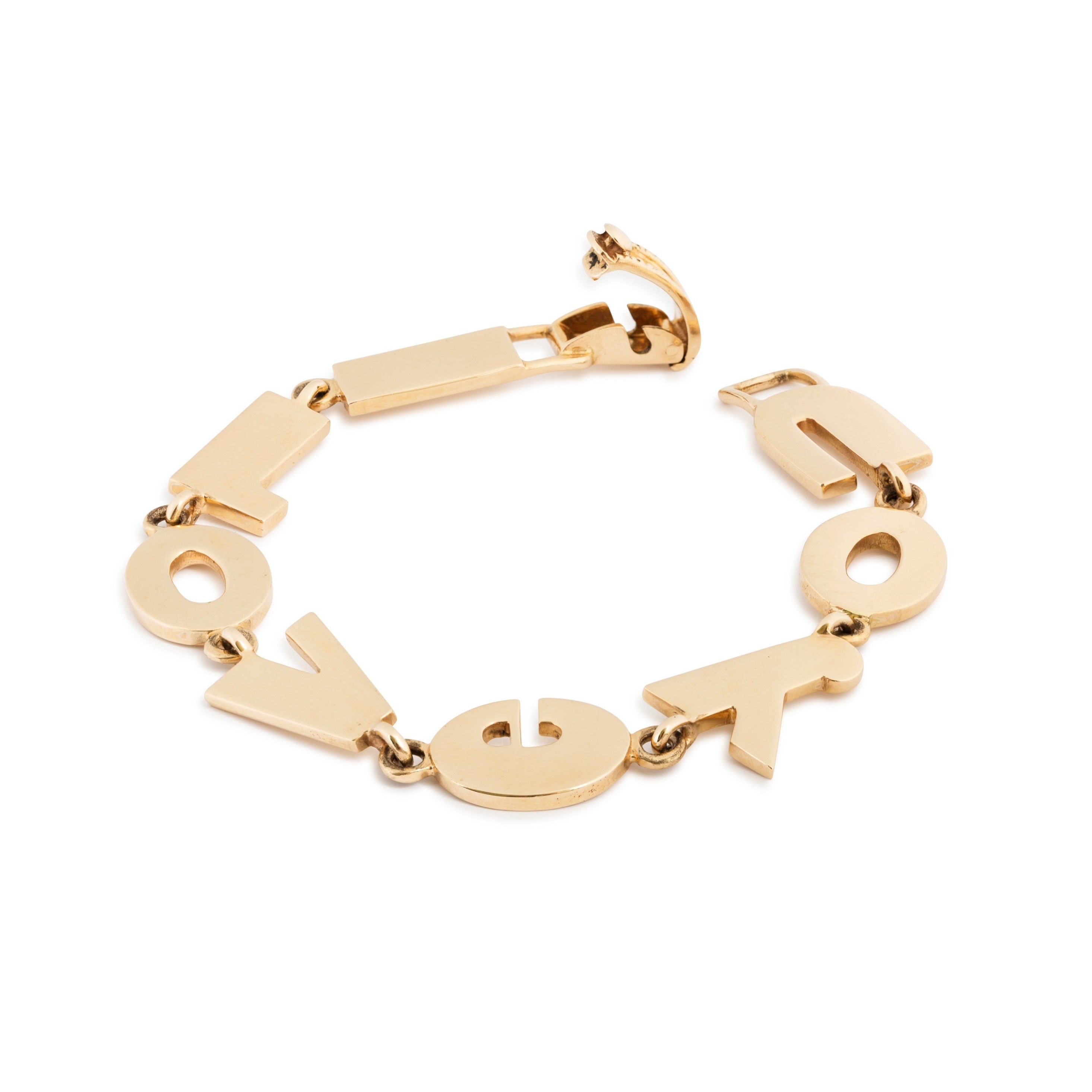 "I LOVE YOU" 14k Gold Link Bracelet
