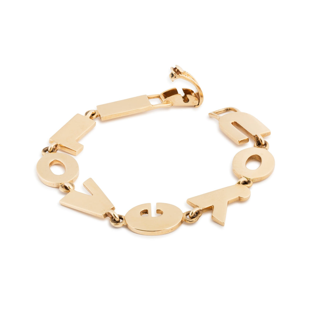 "I LOVE YOU" 14k Gold Link Bracelet