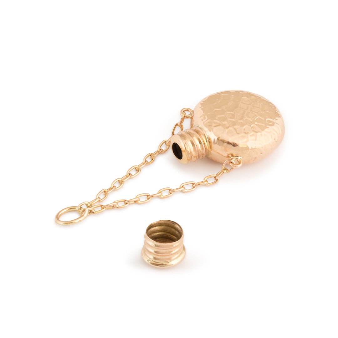 Hammered 14k Rose Gold Perfume Bottle Charm