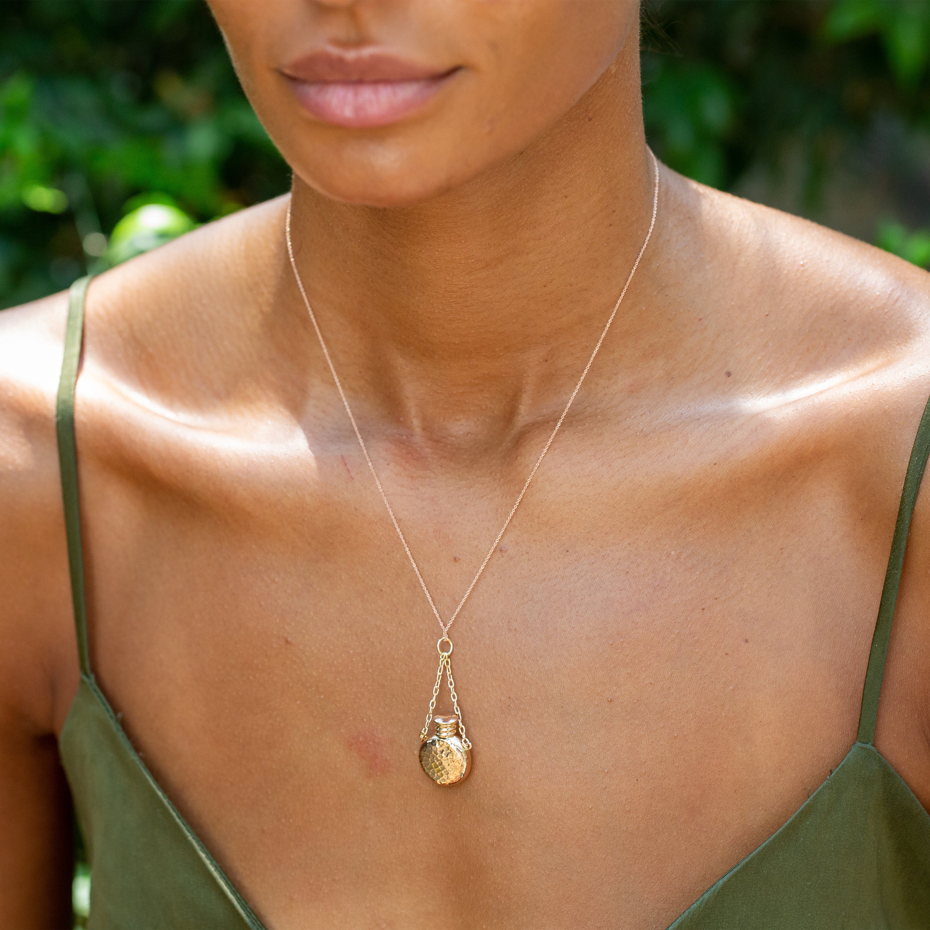 Hammered 14k Rose Gold Perfume Bottle Charm