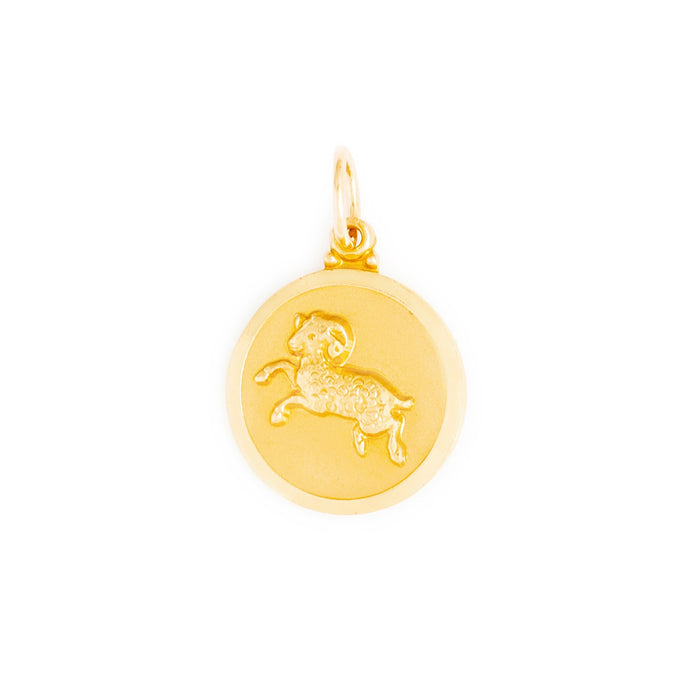 English Aries 9k Gold Disc Zodiac Charm