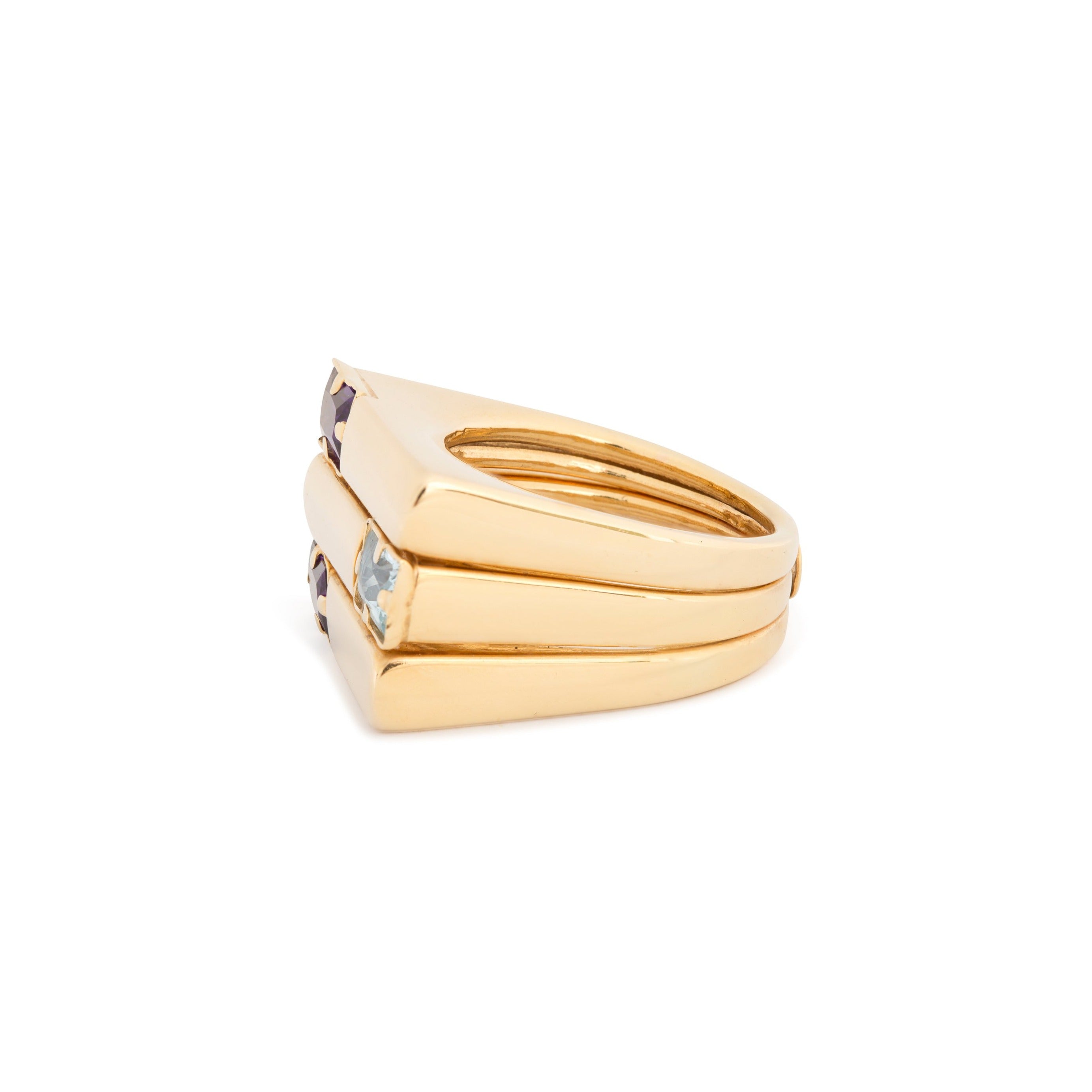 Italian Amethyst and Blue Topaz 14k Gold Ring