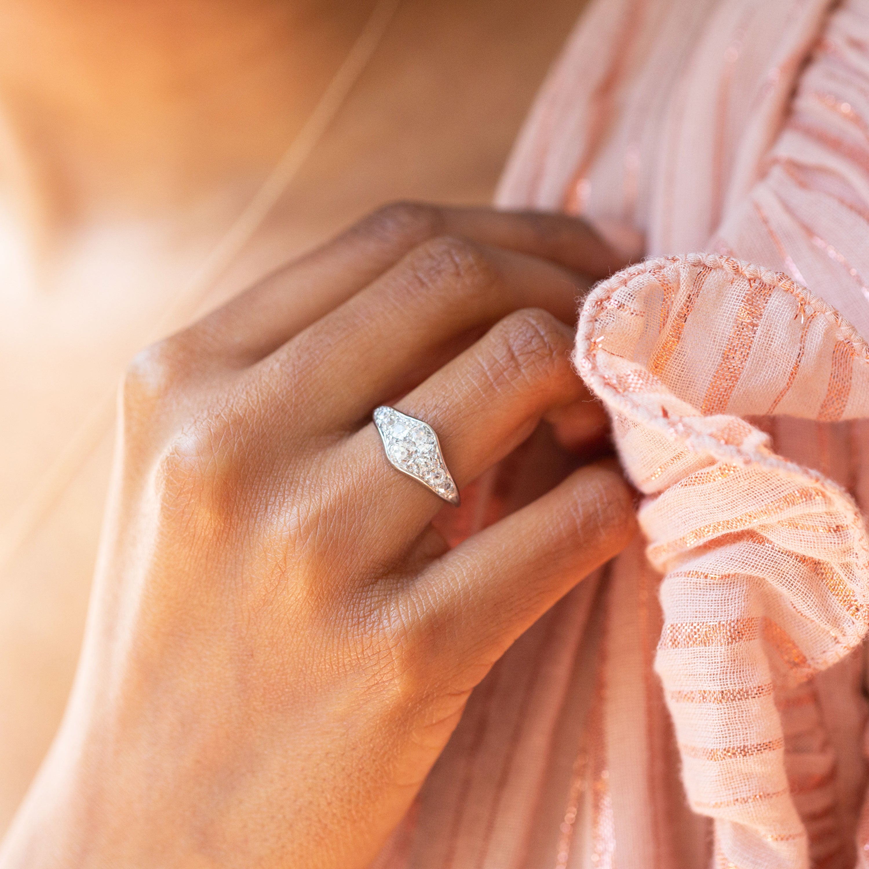 Art Deco Old Mine Cut Diamond And Platinum Ring