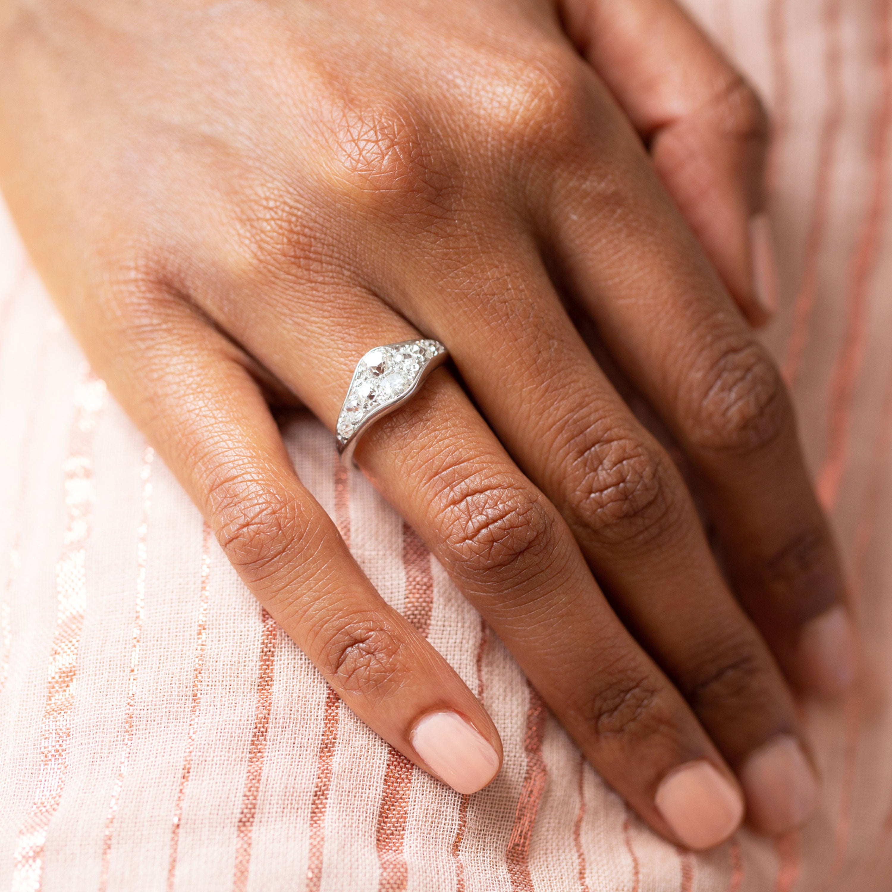 Art Deco Old Mine Cut Diamond And Platinum Ring