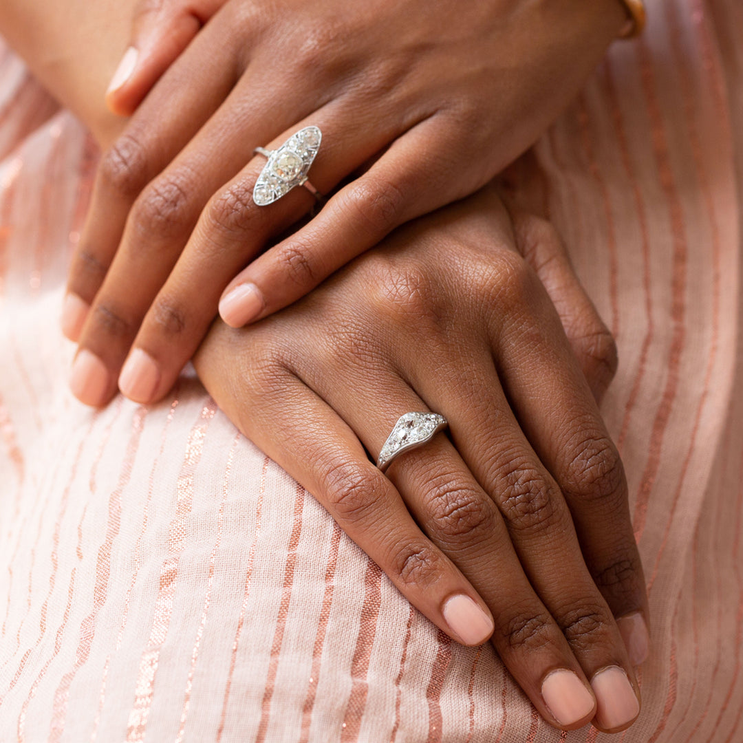 Art Deco Old Mine Cut Diamond And Platinum Ring