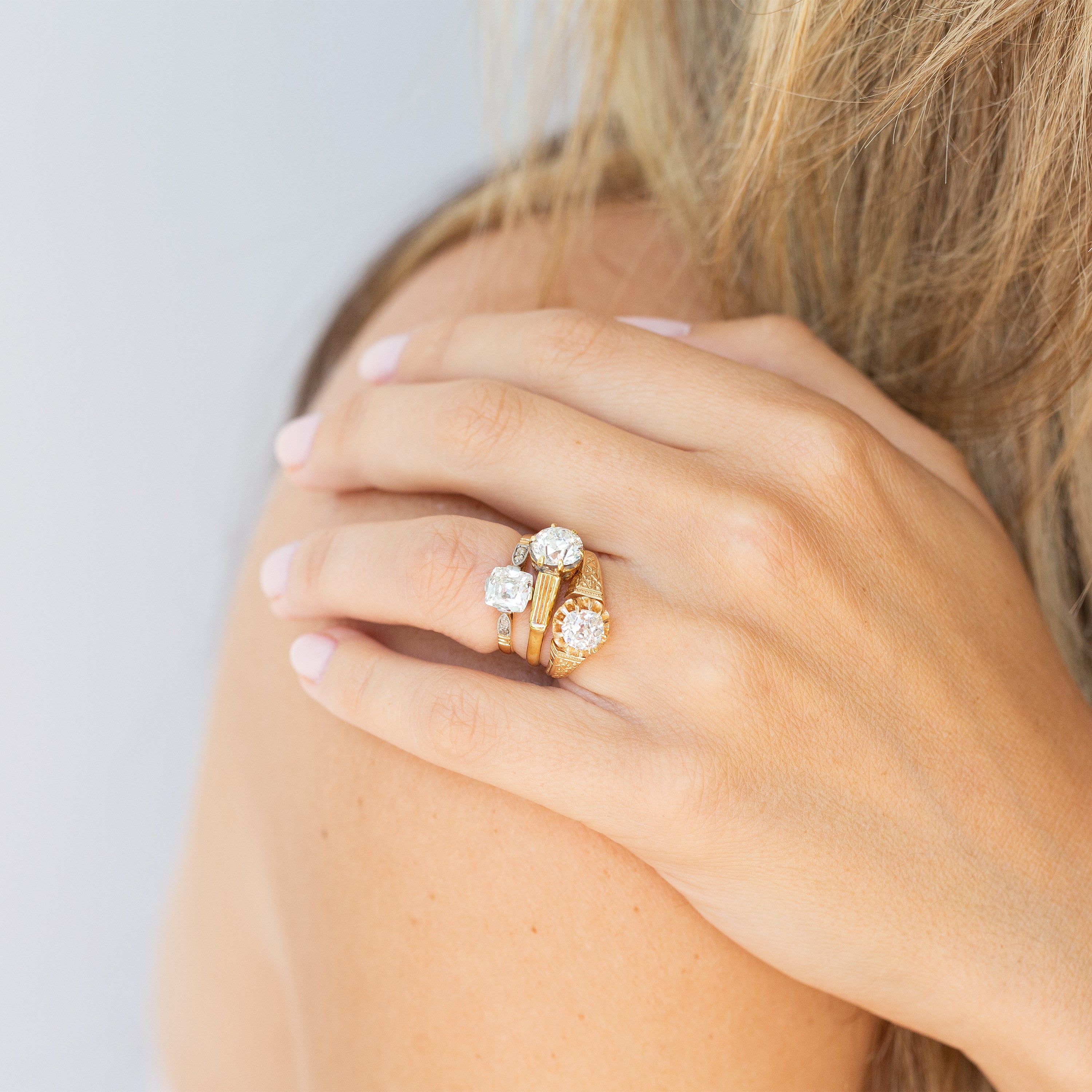 Edwardian 1.29 Carat Cushion Cut 14k Gold and Platinum Ring