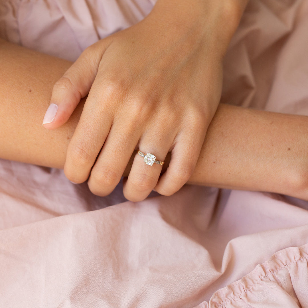 Edwardian 1.29 Carat Cushion Cut 14k Gold and Platinum Ring