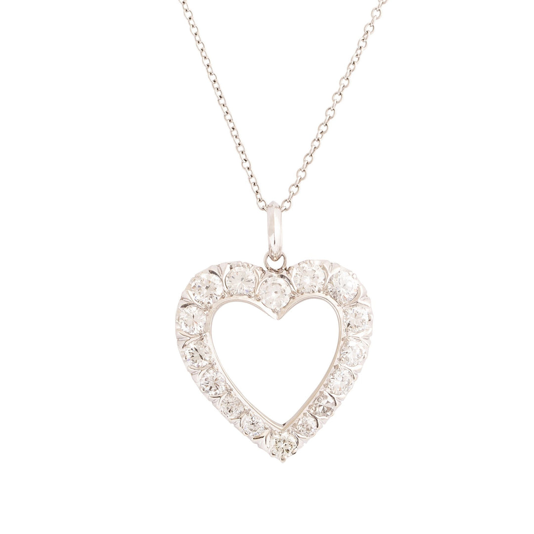 Diamond and 14K White Gold Open Heart Pendant