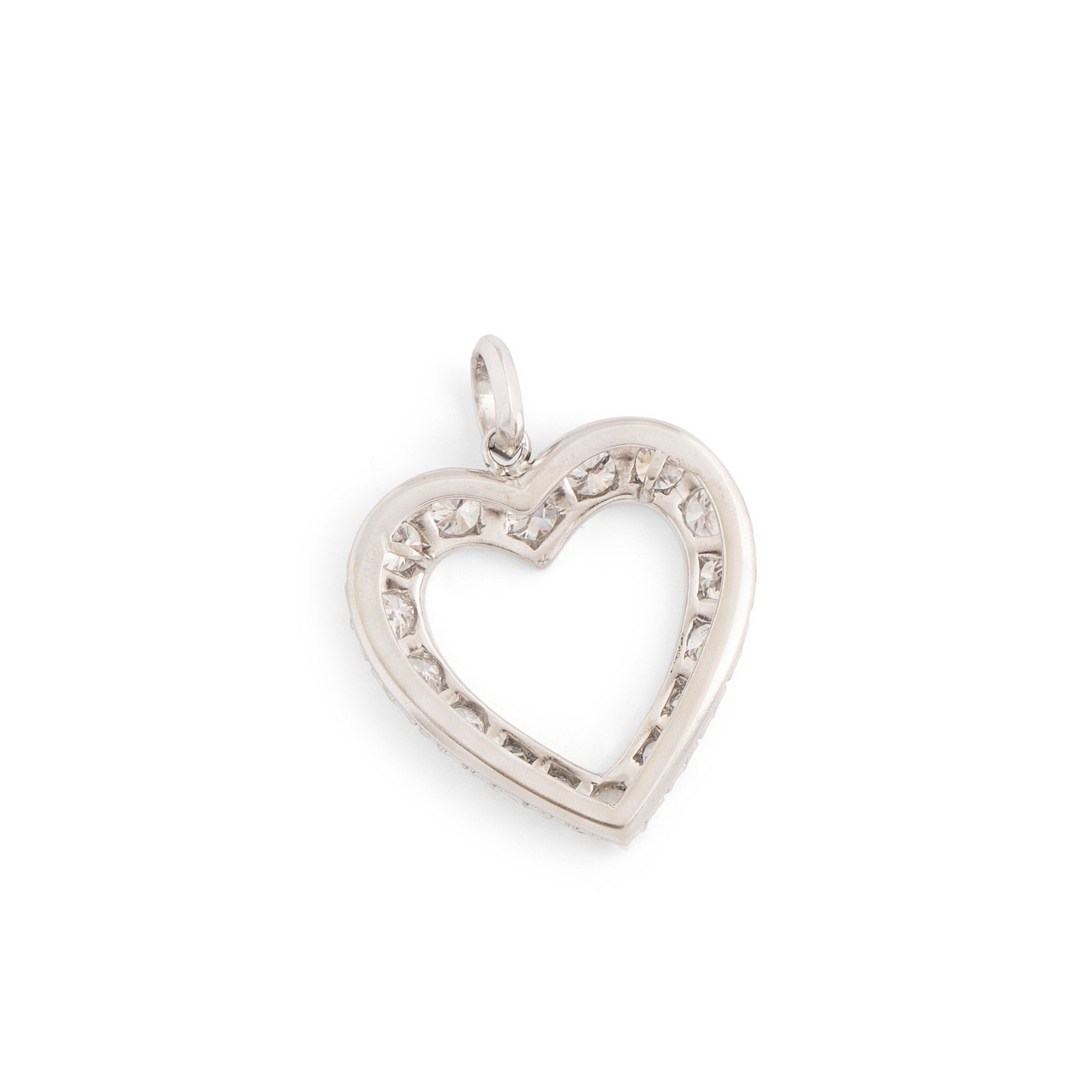 Diamond and 14K White Gold Open Heart Pendant