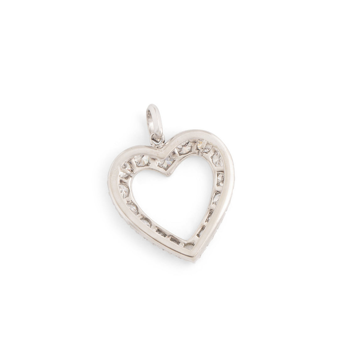 Diamond and 14K White Gold Open Heart Pendant