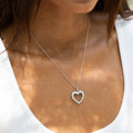 Diamond and 14K White Gold Open Heart Pendant