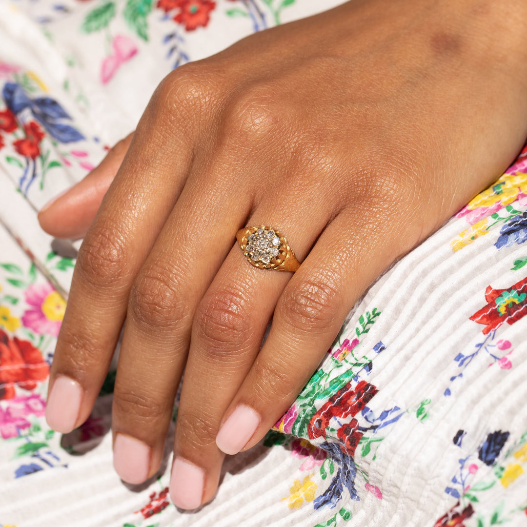 Victorian Diamond Cluster and 14k Gold Ring