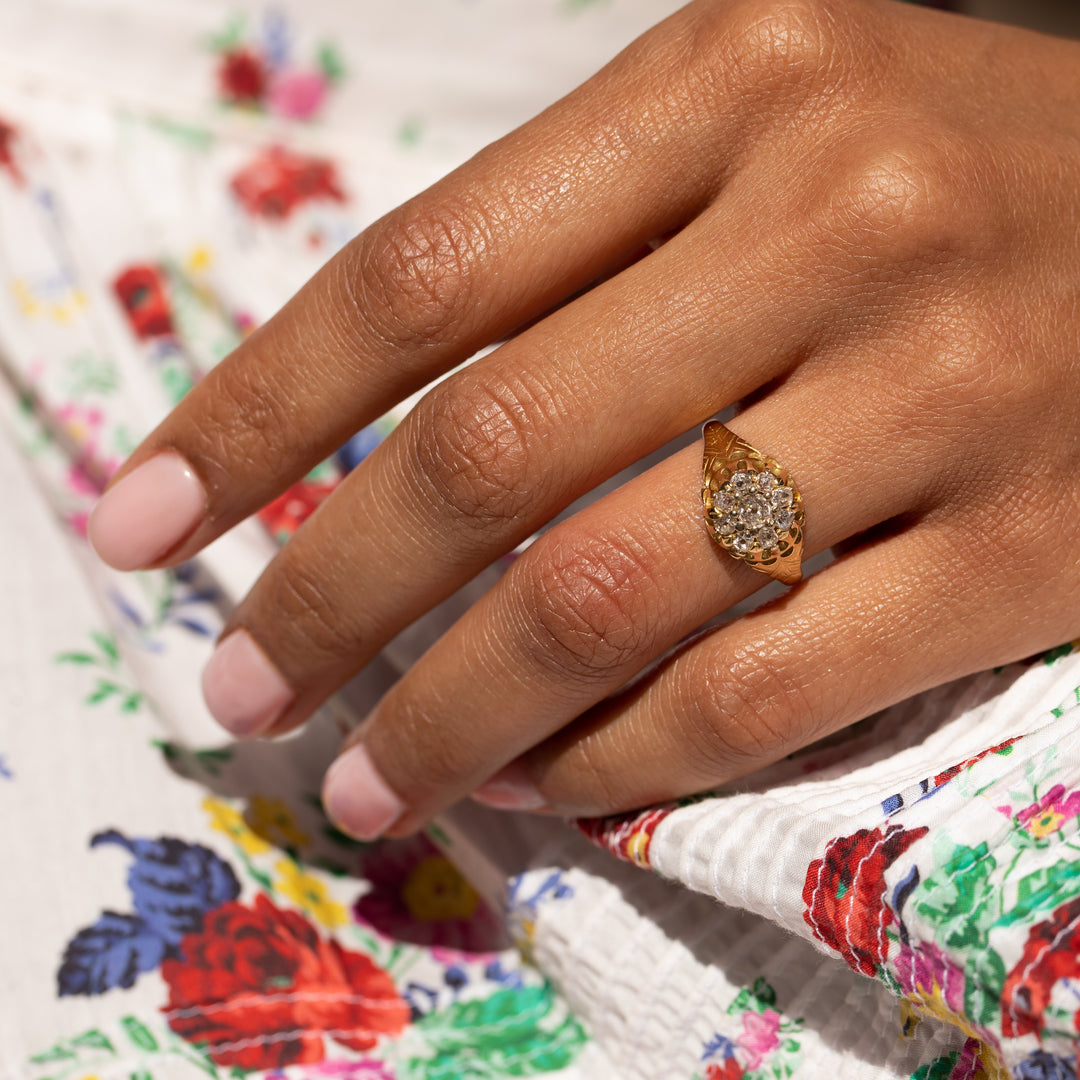 Victorian Diamond Cluster and 14k Gold Ring