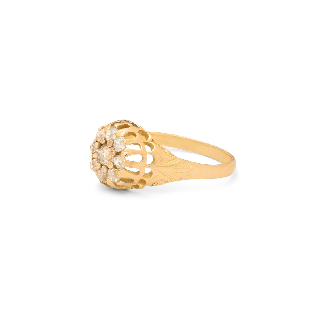 Victorian Diamond Cluster and 14k Gold Ring