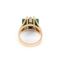 Mid-Century Malachite and Diamond 14k Gold Ring