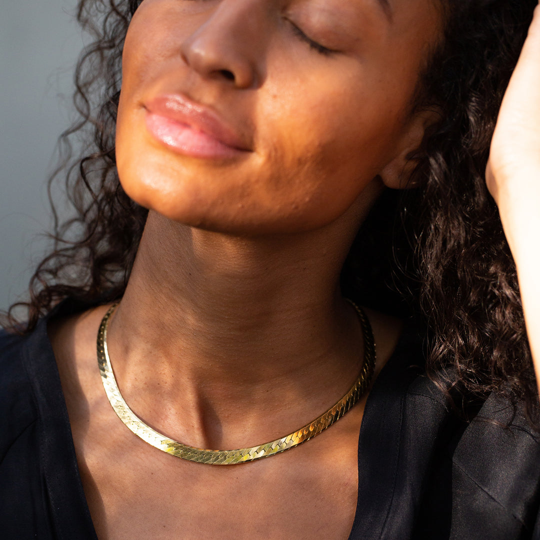 Herringbone 14k Gold Chain Necklace