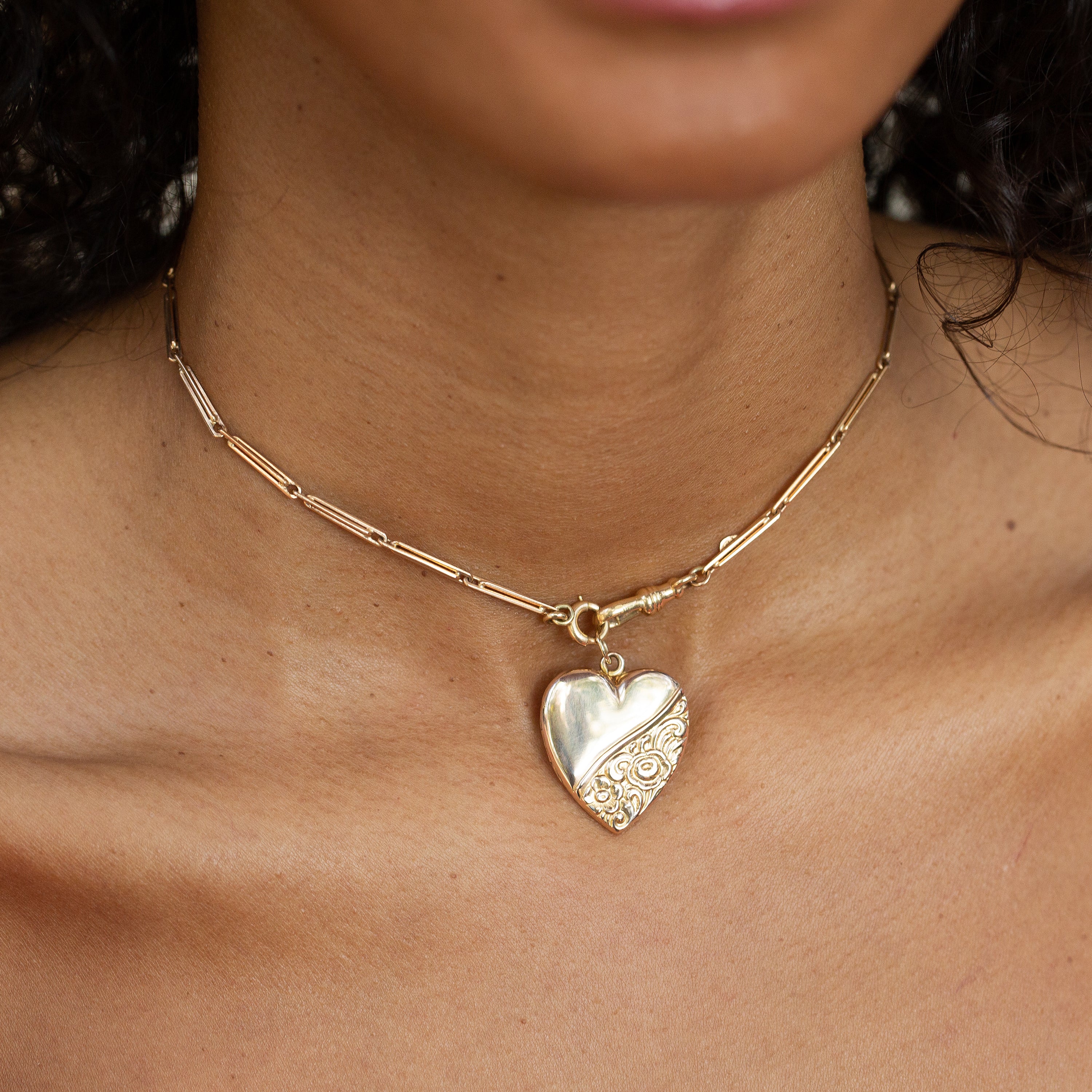 Bar Link 14k Rose Gold Choker 14" Chain Necklace