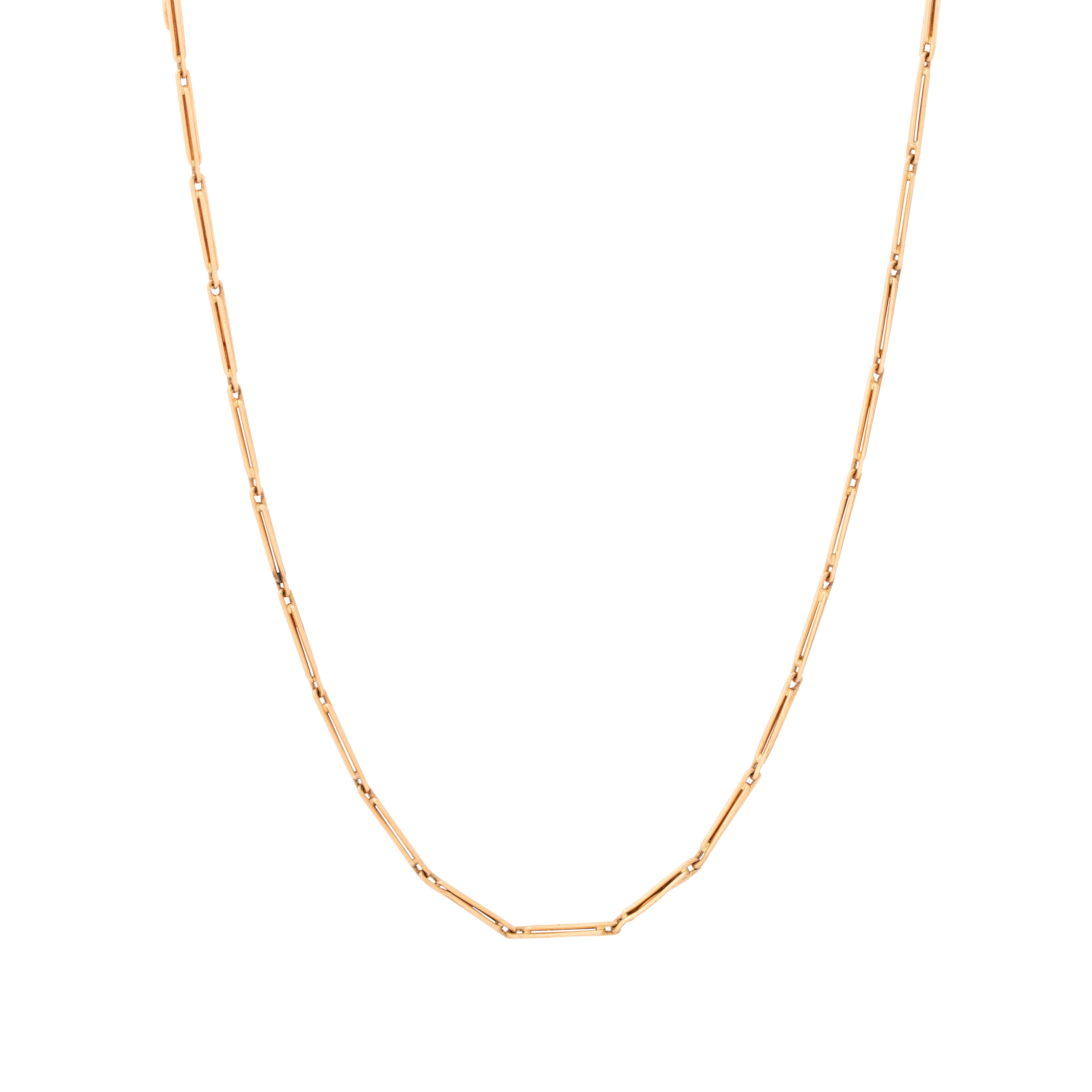 Bar Link 14k Rose Gold Choker 14" Chain Necklace