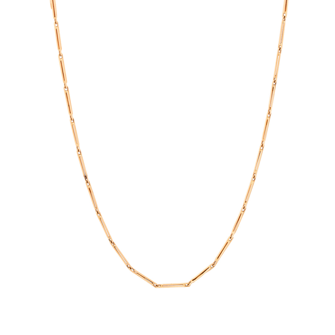 Bar Link 14k Rose Gold Choker 14" Chain Necklace