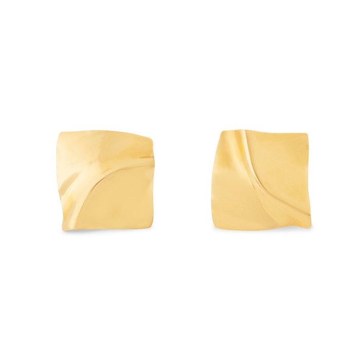 Textured Square 14k Gold Stud Earrings