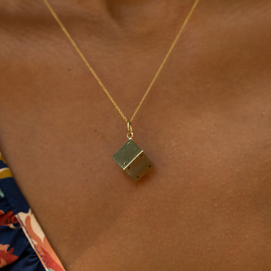 Single Dice 14k Gold Charm