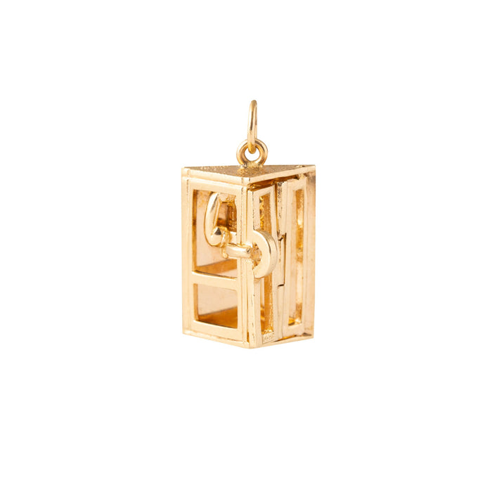 Movable 14k Gold Phone Booth Charm