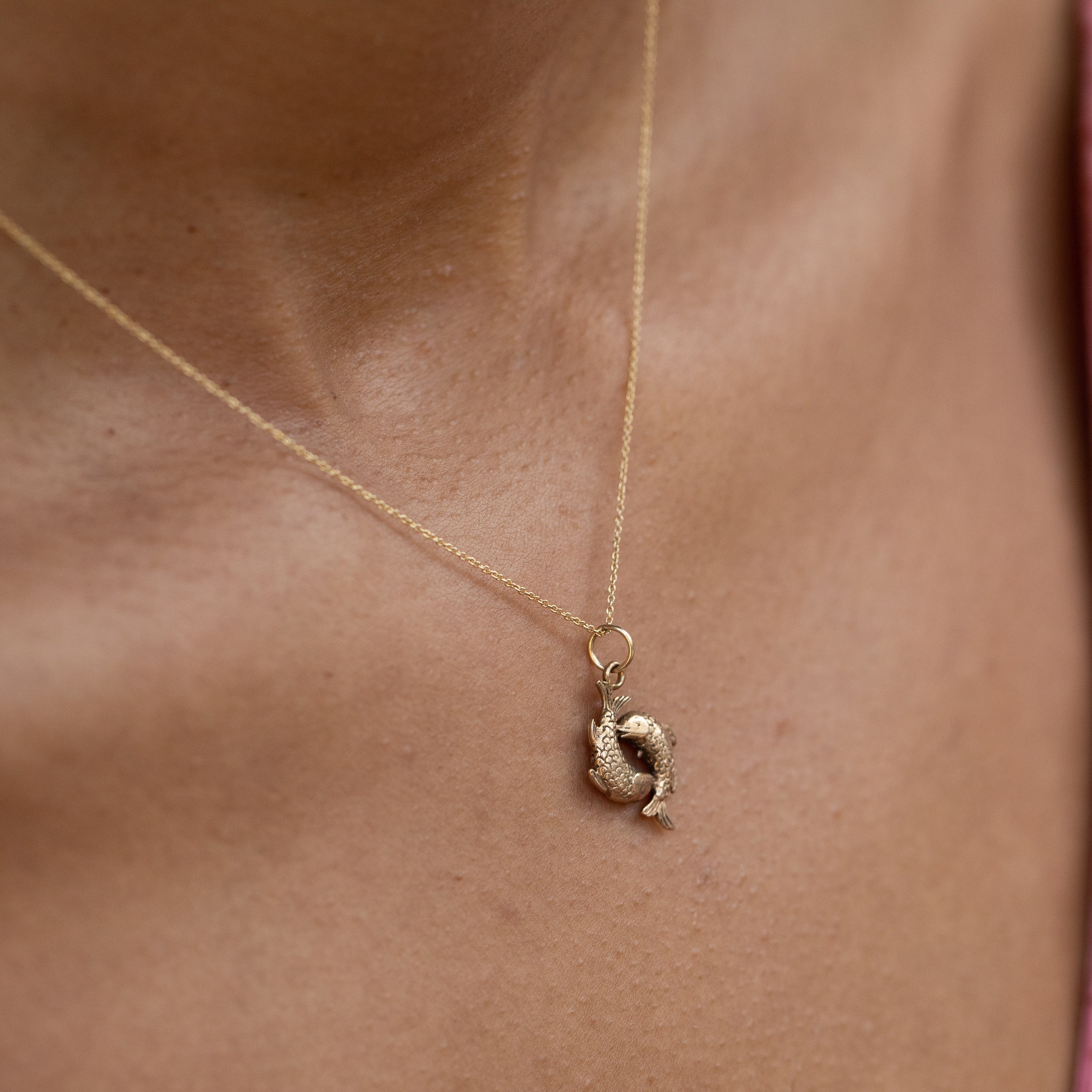 English Double Fish 9K Gold Pisces Zodiac Charm