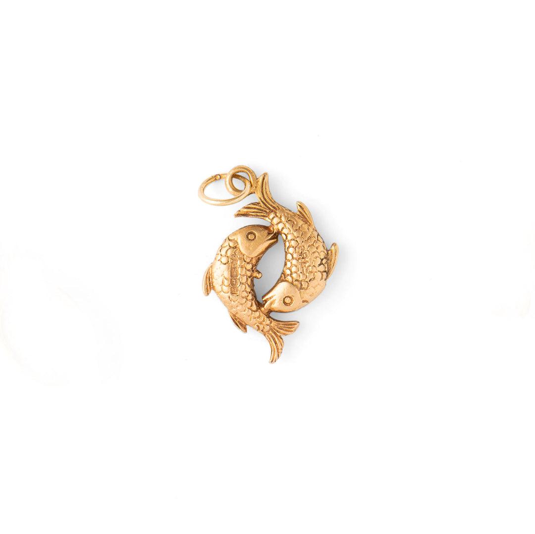 English Double Fish 9K Gold Pisces Zodiac Charm