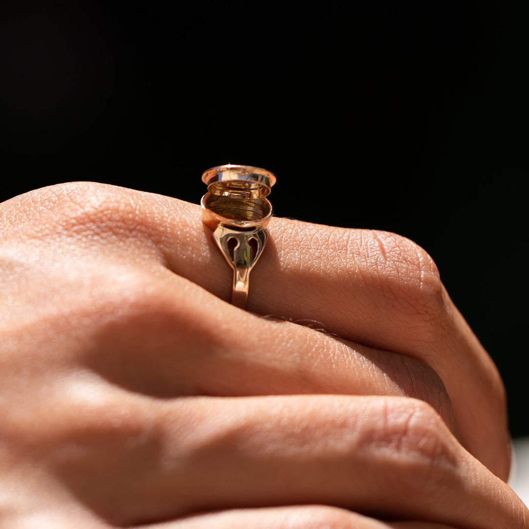 Early 20th Century Sapphire, Pearl, and 8k Gold Poison Ring