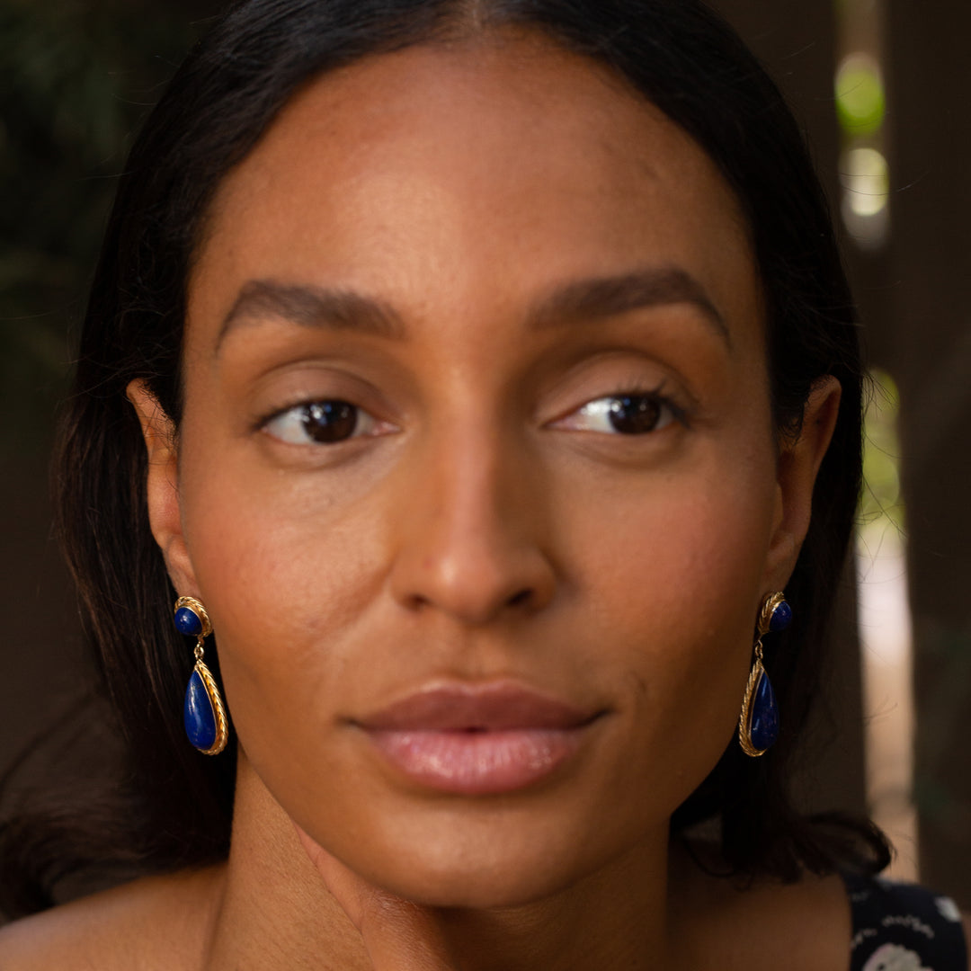 Lapis Lazuli and 14k Gold Dangle Earrings