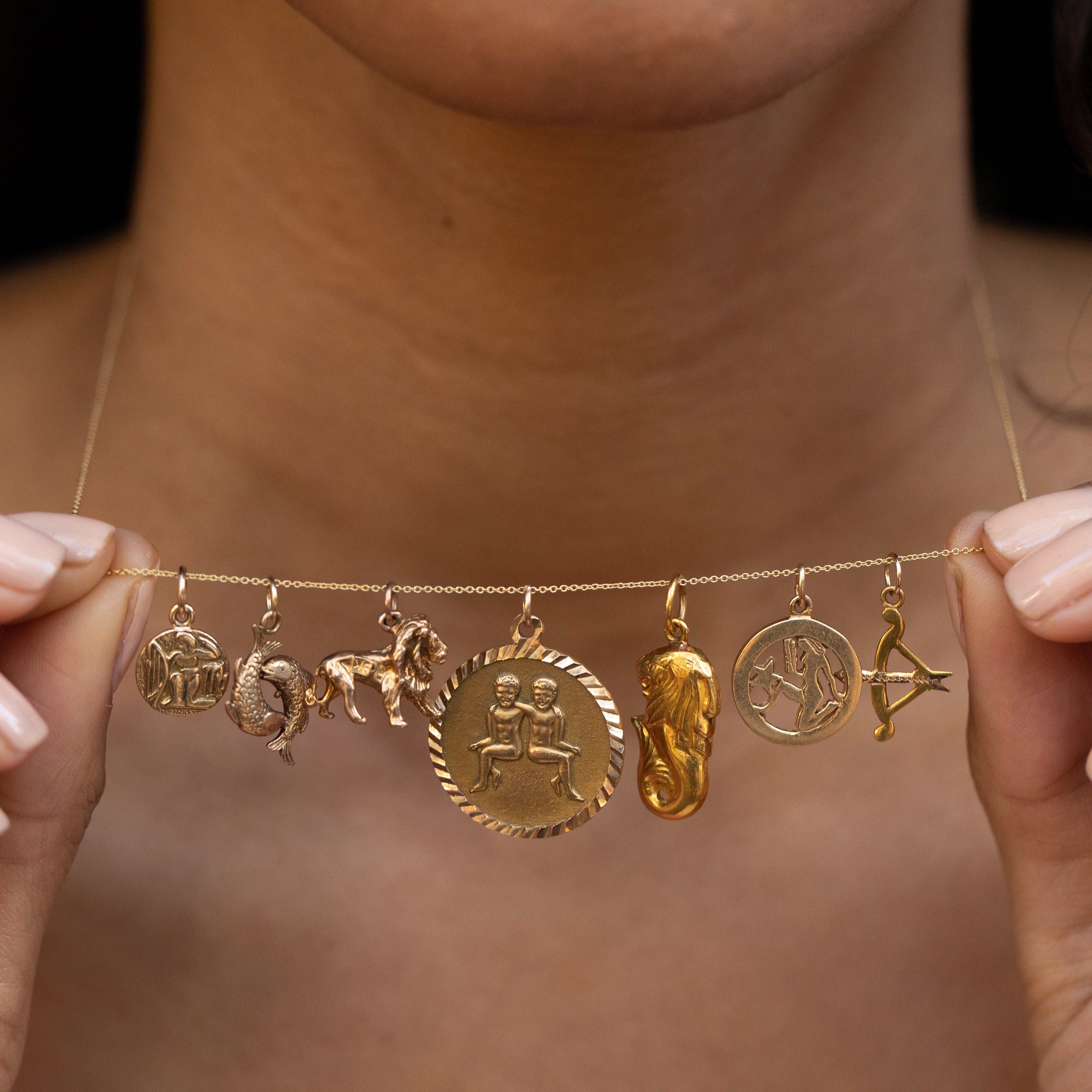 English Double Fish 9K Gold Pisces Zodiac Charm