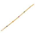 Italian 14K Gold and Multi-Color Stone Link Bracelet