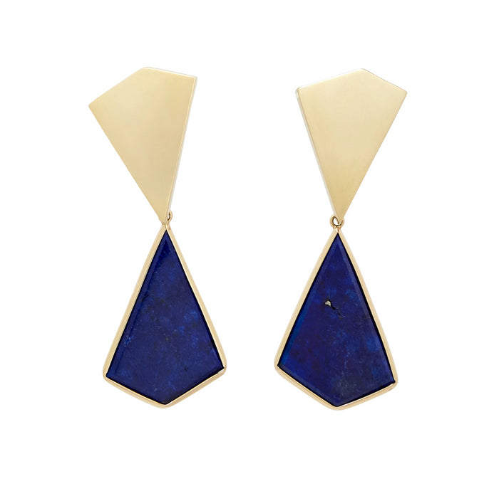 Lapis Lazuli And Gold Day/Night Dangle Earrings