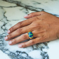 Tiffany & Co Vintage Lapis Lazuli And Jade 18k Yellow Gold Ring