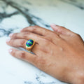 Tiffany & Co Vintage Lapis Lazuli And Jade 18k Yellow Gold Ring
